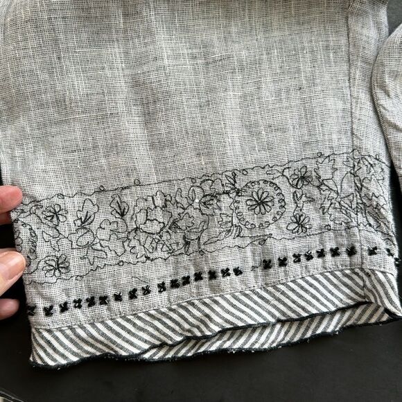 LA Blend Wide Leg Linen Pull On Lagenlook Boho Pants Beaded Sequin Hems Size M - Picture 8 of 14